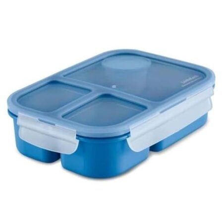 ENVASE RECTO CON 3 DIVISIONES 1500ML AZUL